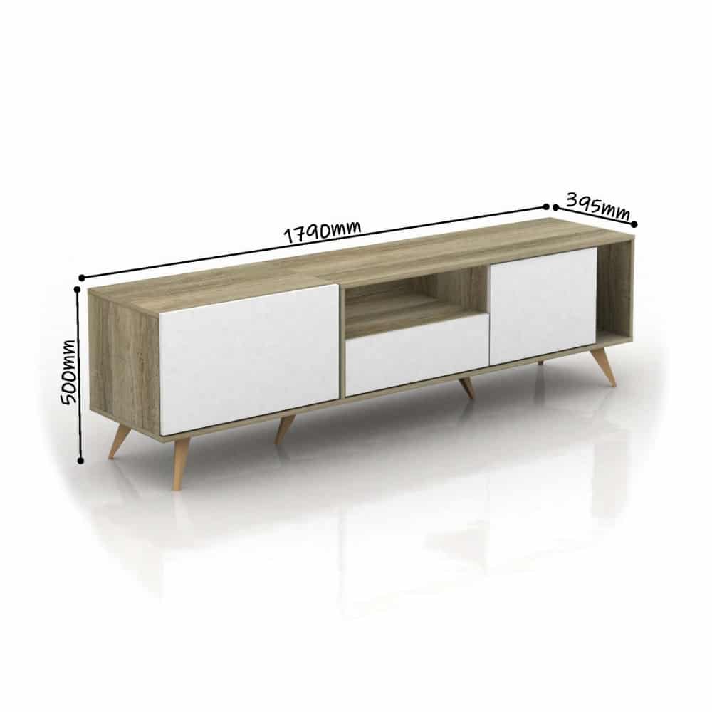 طاولة-تلفزيون-خشبية-لون-أبيض-مع-خشبي-MN-638-1