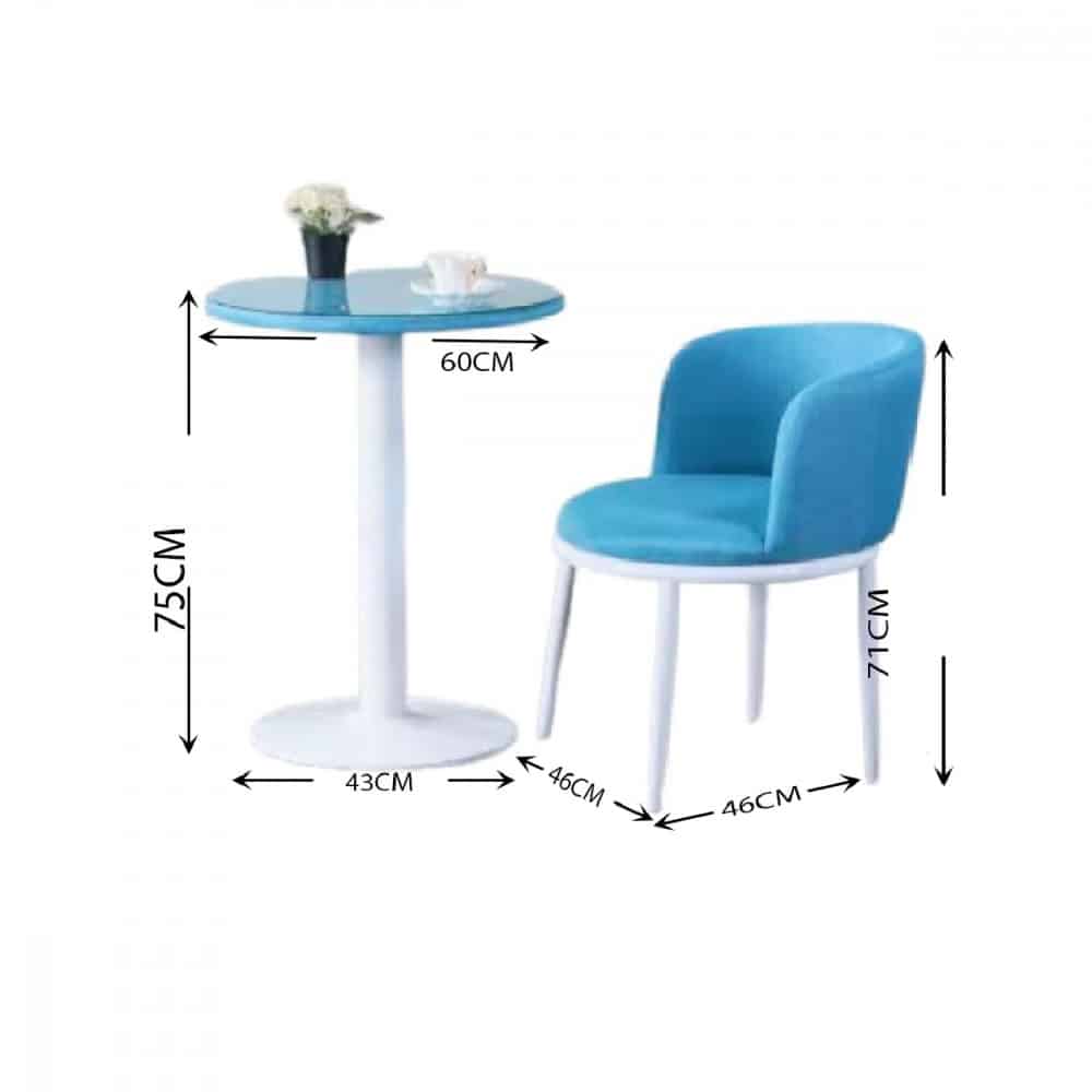 طقم طاولة شاي مع مقعدين قماش لون أزرق فاتح MN-6752-1