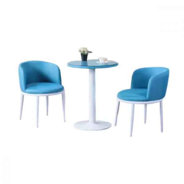 طقم طاولة شاي مع مقعدين قماش لون أزرق فاتح MN-6752