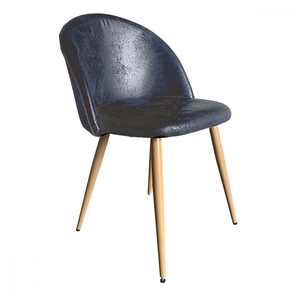 كرسي جلد بارجل خشب لون أسود MAZ-6794 (1)
