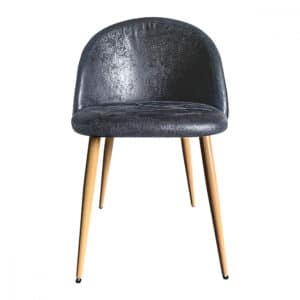 كرسي جلد بارجل خشب لون أسود MAZ-6794