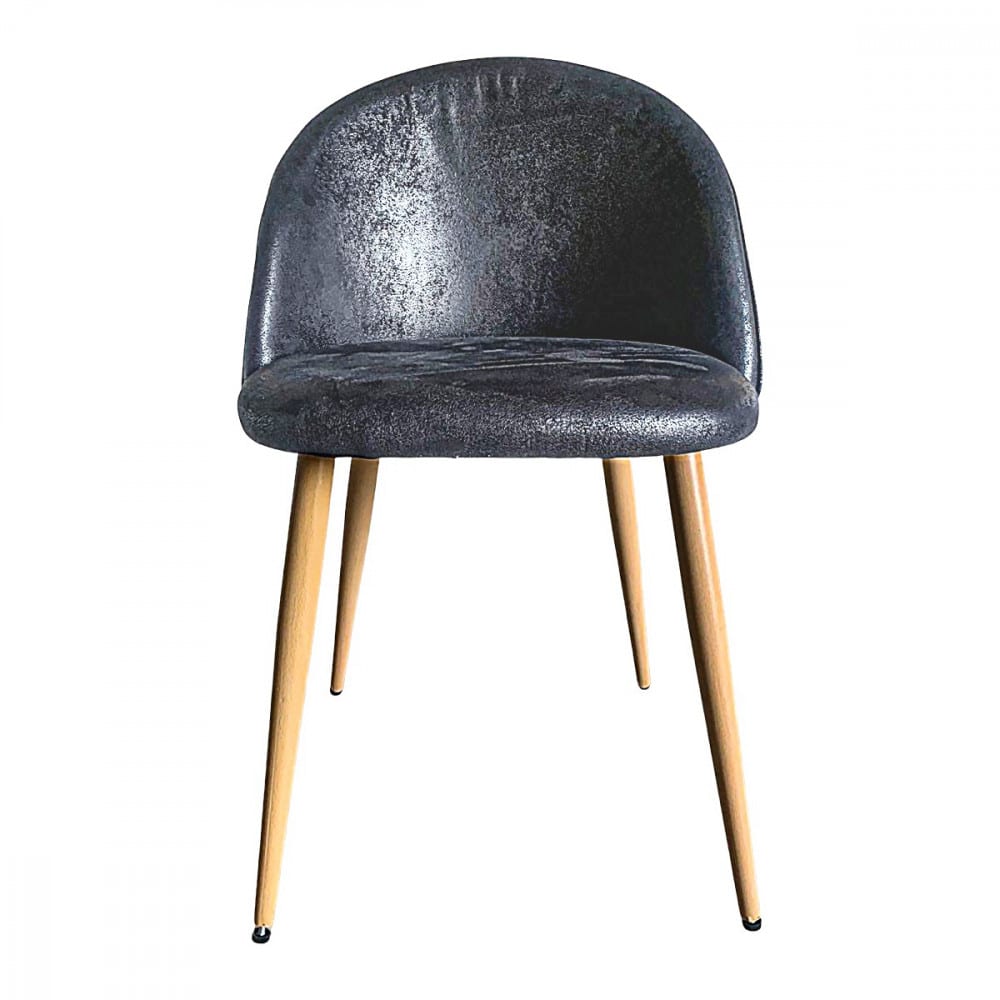 كرسي جلد بارجل خشب لون أسود MAZ-6794 (2)