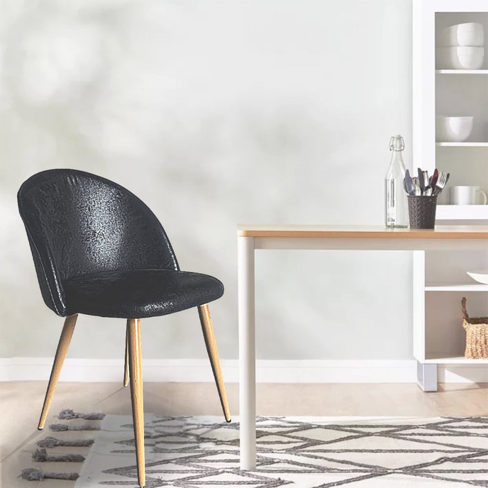 كرسي جلد بارجل خشب لون أسود MAZ-6794 (4)