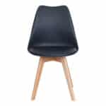 كرسي جلد مبطن أسود بقواعد خشب MAZ-6790