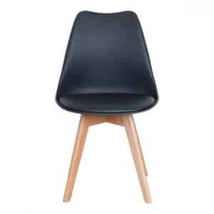 كرسي جلد مبطن أسود بقواعد خشب MAZ-6790
