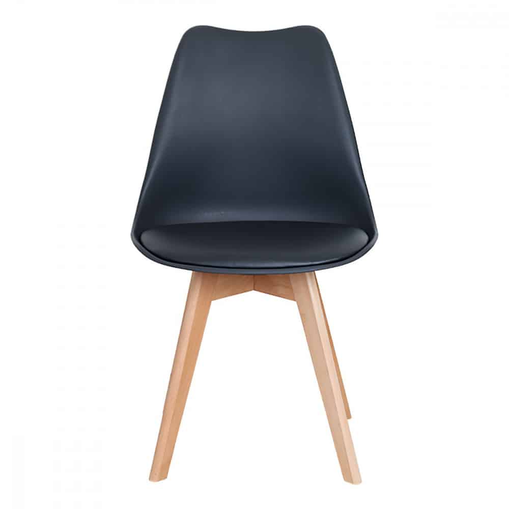 كرسي جلد مبطن أسود بقواعد خشب MAZ-6790 (4)