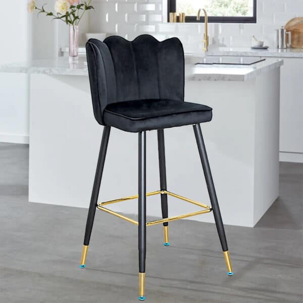 كرسي مرتفع قماش مخمل لون أسود MAZ-6811