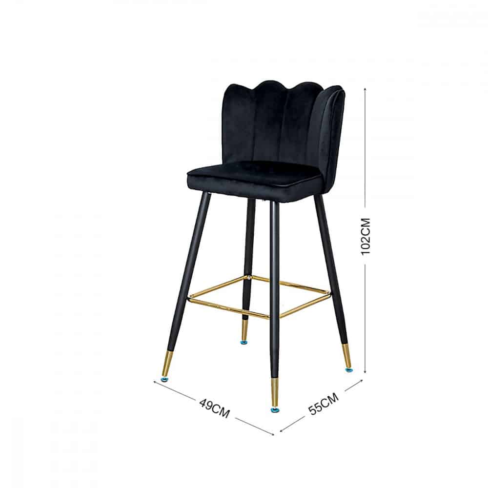 كرسي مرتفع قماش مخمل لون أسود MAZ-6811 (4)
