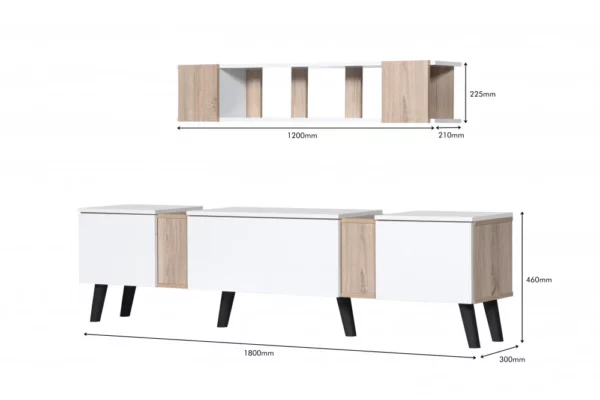 طاولة تلفزيون 180 سم لون ابيض مع بني MAZ- 534